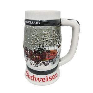 Vintage Budweiser Holiday Beer Stein Clydesdales 50th Anniversary 1933-1983